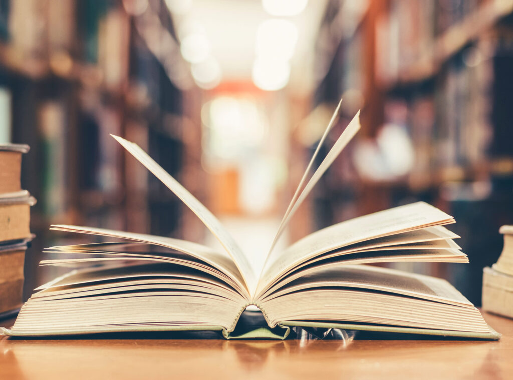 open book in a library